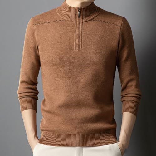 Long Sleeve Knitted Sweater Men's Autumn and Winter Stand Collar Thickened Warm Underwear Sweater3