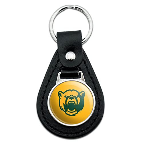 Black Leather Baylor University Secondary Logo Keychain