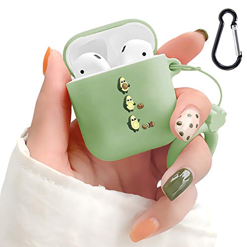 Lugeke Avocado Case For Airpods 1 & 2 With Keychain,Funny Avocado Patterned Case With Protective Soft Tpu,Shockproof Cover For Girls Boys Kids Women Men(Green Avocado,Support Wireless Charge) #TOP13