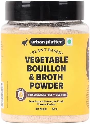 Urban Platter Vegetable Bouillon & Broth Powder | 7.05 Oz (200g) | Vegetable Stock to Your Favorite Soups, Stews, Sauces & Risottos | Gourmet Broth Powder | Low Calories | No Animal Content