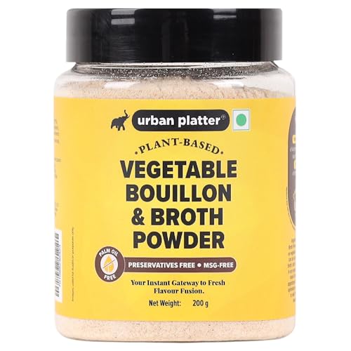Urban Platter Vegetable Bouillon & Broth Powder | 7.05 Oz (200g) | Vegetable Stock to Your Favorite Soups, Stews, Sauces & Risottos | Gourmet Broth Powder | Low Calories | No Animal Content