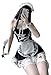 Kobiety Sexy Bielizna Francuski Fartuch Pokojów Sukienka Cosplay Costume Servant Lolita Hot Uniform Role Play (Color : Black, Size : L)