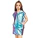 Perfashion Girls Vest Size 10-12 Metallic Blue Leather Vest Hip Pop Dance Rave Outfits Kangaroo Pocket