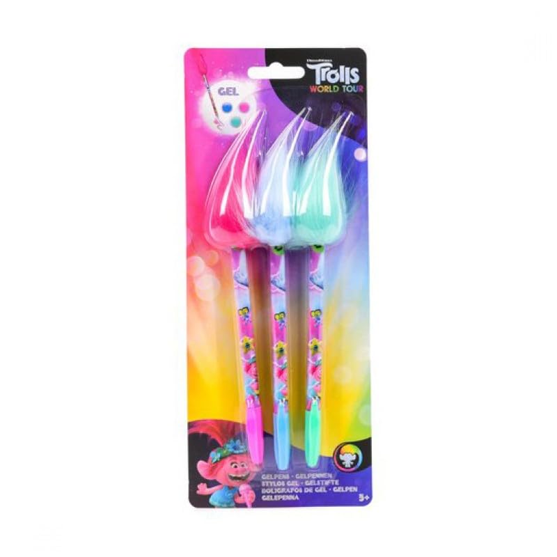 Trolls World Tour Poppy and Friends Bolígrafos de Gel Pack 3