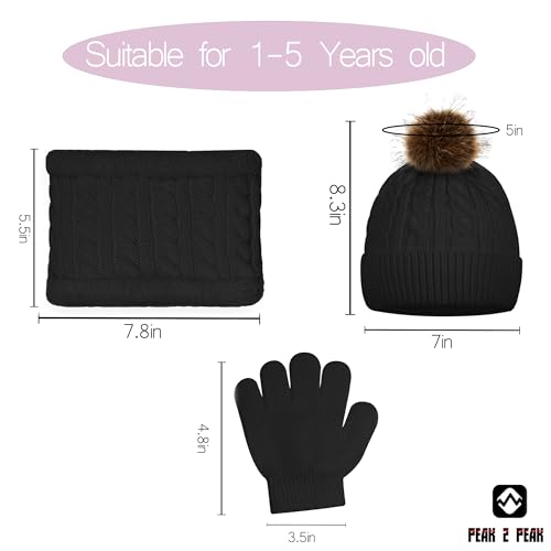 PEAK 2 PEAK 3-Piece Winter Set for Toddlers – Hat, Gloves & Scarf – Ages 2–5 – Fleece-Lined Cold Weather Kit4
