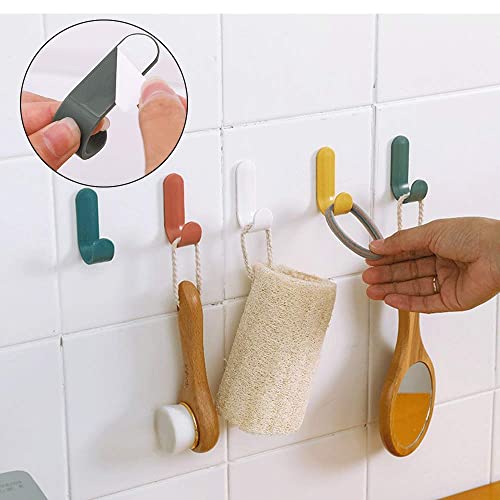 Juliyeh-12-Pieces-Self-Adhesive-Hooks-Wall-Hanging-Plastic-Creative-Cute-J-Shaped-Hooks-Powerful-Self-Adhesive-Hooks-for-General-Bathroom-Kitchen-Use-Sticky-Wall-Hook-Waterproof
