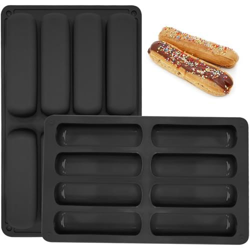 YXHZVON 2 Pièces Moules en Silicone pour Barres à Céréales, Moule en Silicone à Biscuits Rectangulaire, 8 Cavités Moules à Chocolat pour Barres à Céréales, Chocolat(Noir)
