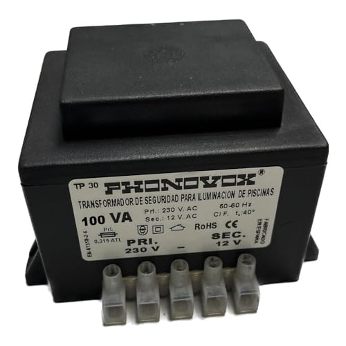 Transformador Pool 100VA 230/12V 50 60Hz. IP 00 Regleta TP31100 PHONOVOX