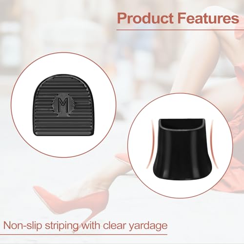 Image of 12 Pairs High Heel Caps, Replaceable Rubber Heel Tips Replacement for Women's Shoes, Non-Slip, Durable TPU Heel caps for Boots (XX /XS /S /M, Black /Brown /Clear) - Reduce Noise & Prevent Wear Thin Heels