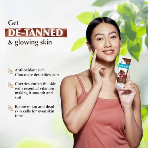 Image of Everyuth Naturals Tan Removal Chocolate & Cherry Scrub, Paraben Free, with Walnut Shell, 7g Each - Pack of 10 Pouches