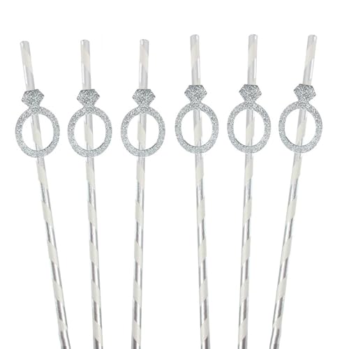 12 pitillos para fiesta temática, color plata, 7.75 pulgadas miniatura 1
