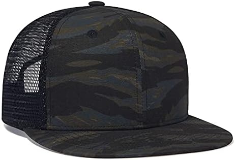 CNUSER Camouflage Trucker Cap,Camo Army Flat Bill Snapback Hat for Men Women Adjustable Mesh Baseball Caps