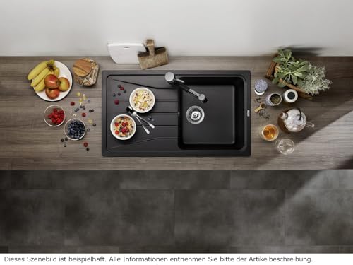 BLANCO SONA 5 S | Granitspüle aus SILGRANIT tartufo | Einbauart: Einbau von Oben | reversibel | für 50 cm breite Unterschränke | Großes Becken | Reinigungsfreundliche Öberfläche