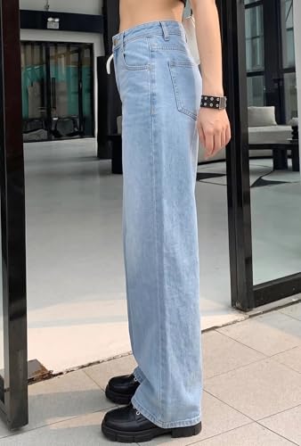 Image of KOTTY Women's Wide Leg Denim Jeans | Loose Fit High Rise Baggy Style Jeans for Women