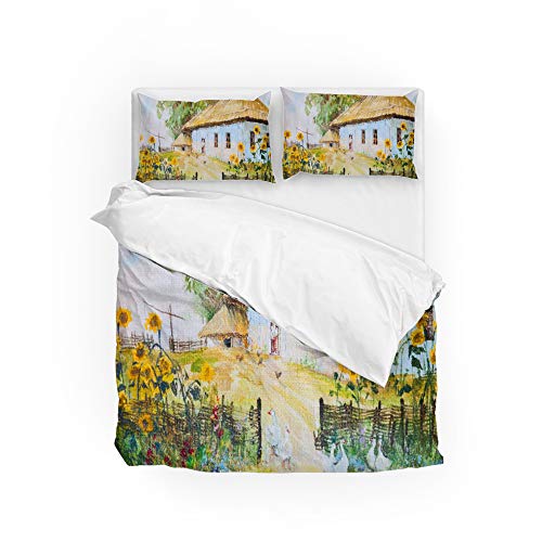 Parure de lit paysage rural avec housse de couette polyester durable CHEHONG