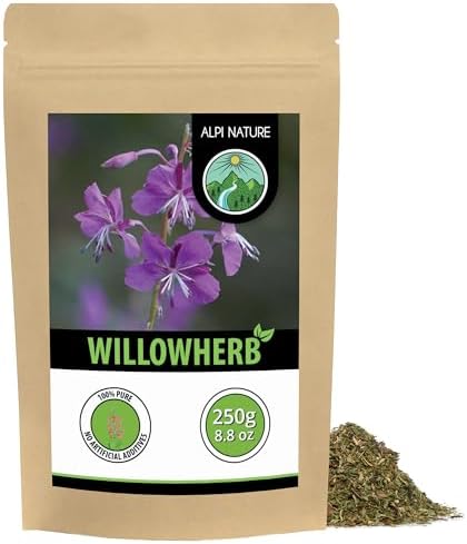 Alpi Nature Willow Herb Tea 250g 8.8 oz, Dried and Cut Willow with Small Flowers, Fireweed Herb