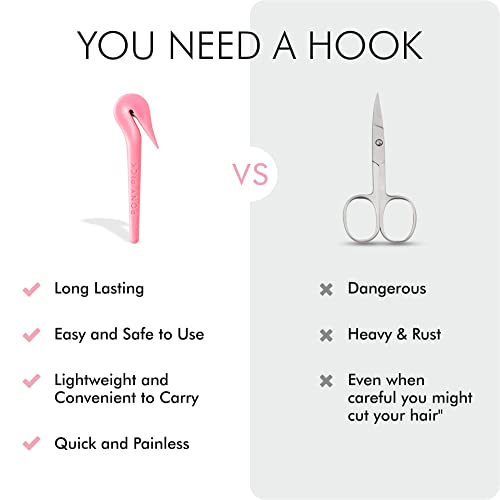 The Pony Pick By Lolly - Elastic Rubber Bands Cutter For Hair - Elastic Hair Band Remover - Pain Free - Easy Removal - 3 Pack Of Pink Pony Picks & 50 Brown Hair Elastics, Easy Grip Tools & Accessories #TOP2