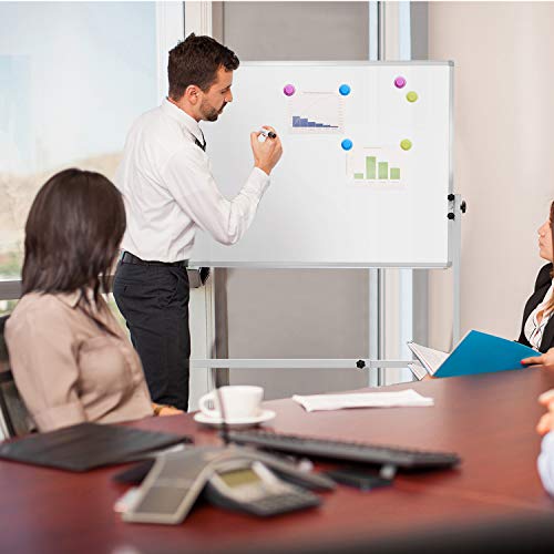 Mobile Magnetic Whiteboard Dry Erase Board On Wheels 36 X 24, Height Adjustable Whiteboard With Stand Including 1 Eraser, 2 Markers And 10 Magnets #TOP6