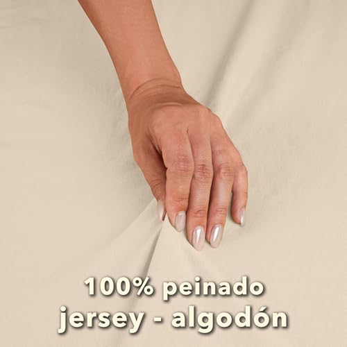 Miniatura 5 de Studio Basic Sábana Bajera Ajustable 100x200 Cm Con Goma Elástica Jersey 100 Algodón Peinado Color Crema Oeko-Tex Standard 100 Para Colchones 15 25 Cm, Camas Estándar Y Box Spring