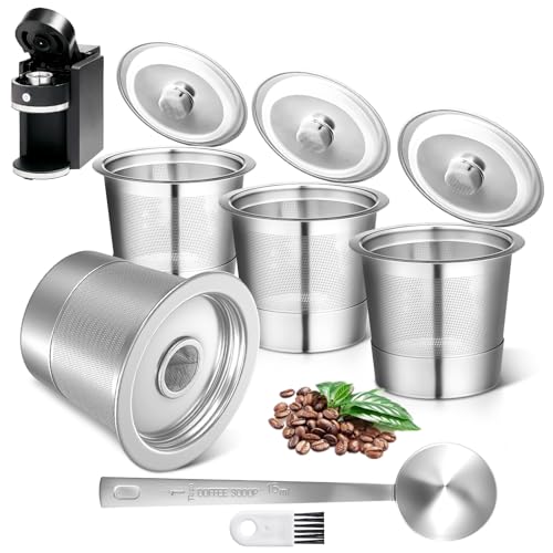Confezione da 4 tazze K riutilizzabili adatte per Keu rig 1.0, filtro per cialde da caffè in acciaio inox, ricaricabili K cup compatibili con caffettiera Keu rig 1.0 con misurino da 15 ml