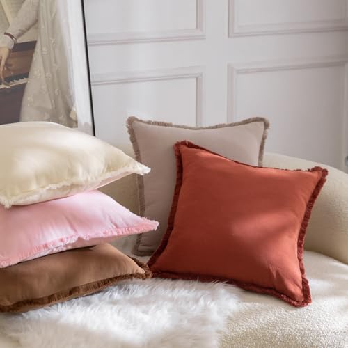 Housse de coussin 45x45 cm taupe boho chic pour canapé - 6
