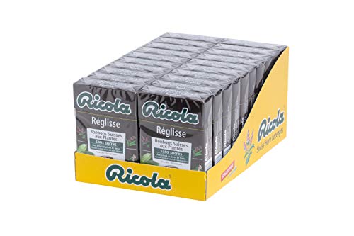 Ricola - Bonbons aux Plantes Suisses - Parfum Réglisse - Gourmand et Rafraîchissant - Sans Sucres - Lot de 20 boîtes de 50g