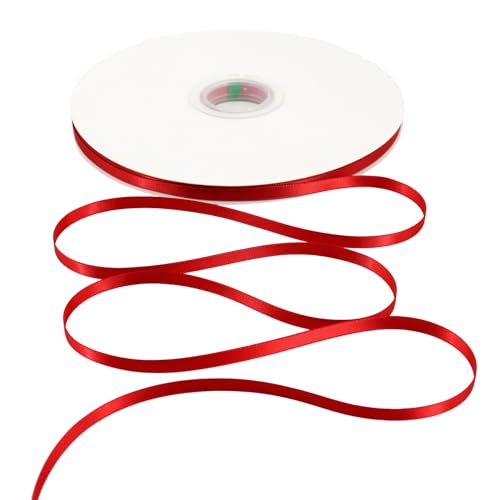 BAORJCT Solid Color Satin Ribbon 1/4 inch x 100 Yards Roll Red Double Faced for Gift Wrapping Crafts Wedding Decoration, Wedding Invitation Card, Birthday Party Decoration