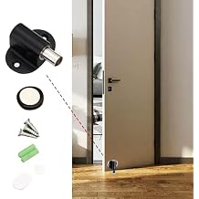 New Floor Mounted Magnetic Door Stopper - Invisible with 3M Adhesive No Drilling Required for Home Office Bedroom Door Stopper, Magnetic Door Stopper Prevents Collision, Black