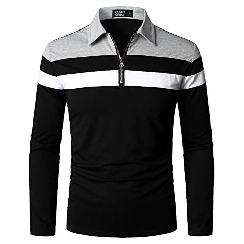 HOOD CREW Men's Long Sleeve Polo Shirt Cover