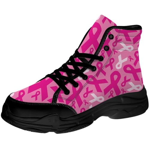 Breast Cancer Shoes for Women Men Lace-up High Top Canvas Sneakers Gifts for Her Him3