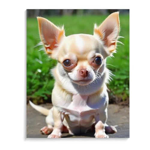 Paint by Numbers for Adults Beginners Chihuahua Dog Gift Birthday Anniversary or Any Festival. DIY Acrylic Painting Kit for Room Decor Canvas 12x16inch(30x40cm) Frameless