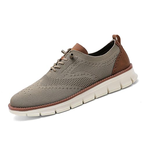 Men's Breathable Mesh Dress Sneakers Lightweight Soft Oxfords Low-Top Anti-Slip Slip On Loafers for Work & Casual
