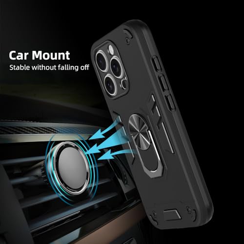 Image of NDCOM for iPhone 16 Pro Case | Premium iPhone 16 Pro Cover for Protection and Style | Shockproof Ring Holder Case Black