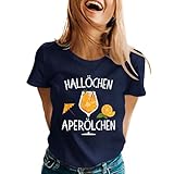Aperol Spritz Tshirt für Damen, Lustiges Freizeitshirt T-Shirt Hallöchen Aperölchen Kostüm Karneval und Fasching mit Cocktail Druck Leicht Top Casual Bluse Fun-T-Shirt Oberteile(Dunkelblau,M)