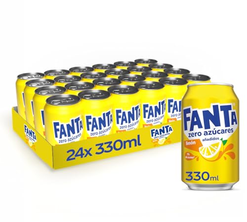 Fanta Limón Zero Azúcares - Refresco de Limón Zero Azúcares Añadidos- Lata 330 Ml Pack de 24