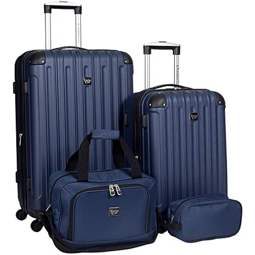 Travelers Club Midtown Hardside 4-Piece Luggage Travel Set, Navy Blue