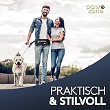 PAWZONE Futterbeutel Hunde - Leckerlibeutel für Hunde - Bauchtasche für Hunde Zubehör - Leckerlitasche für Hunde - Inkl. Reflektorband & Zusatzgurt für Flexileine (Schwarz)