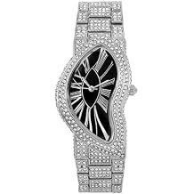 Mens Fully Iced-Out 30mm Asymmetrical Dial Analog Watch Damonds -Studded Elegant Design, Statement Bling Timepiece Gift for Him