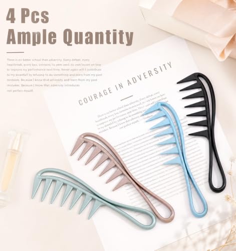 Set de 4 peines de dientes anchos para desenredar cabello miniatura 4