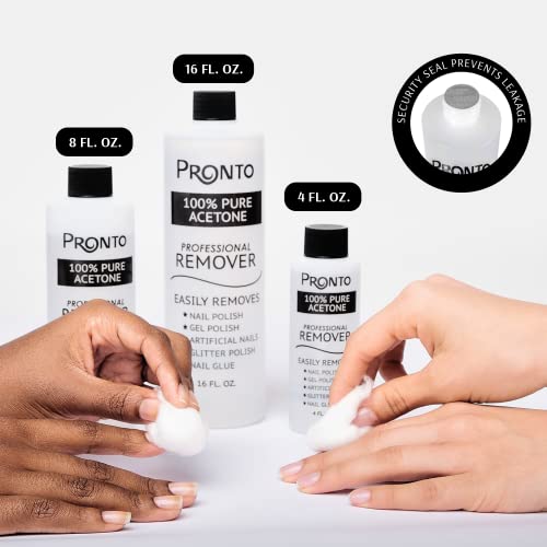 Pronto 100% Acetone Gel Nail Polish Remover - Gel Polish Remover For Nails | Acetone Nail Polish Remover & Gel Remover For Nails For Removal Of Glue, Gel, Acrylic & Dip | Gel Nail Remover, 8 Fl Oz #TOP1