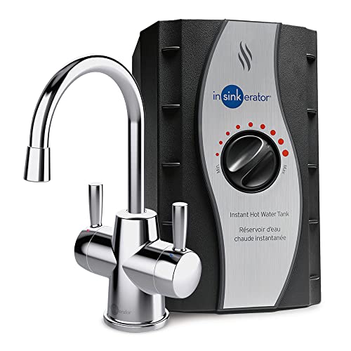 InSinkErator HOT250 Instant Hot and Cold Water Dispenser System, 2-Handle Drinking Water Faucet in Chrome with 2/3-Gallon, Filter-Compatible, Stainless Steel Tank, HC250C-SS by InSinkErator - Used condition - US$314.27