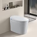 Mamadou Smart Toilet with Foot Sensor Auto Flush Open Close Elongated Heated Seat One Piece Bidet Toilet Warm Water and Dry Adjustable Temp Night Light LED Display Remote Control Tankless