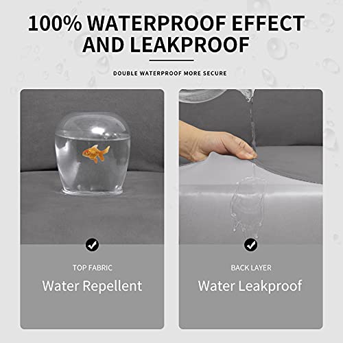 Image of Easy-Going Waterproof 4 Pieces Stretch Couch Cover for 3 Cushion Light Gray