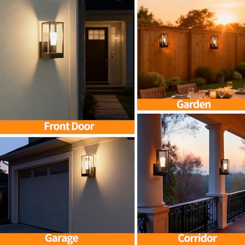 Image of Outdoor Wall Light with Mount,Exterior Wall Lighting, Aluminum Waterproof Porch Light Fixture for Front Door, Patio,Black