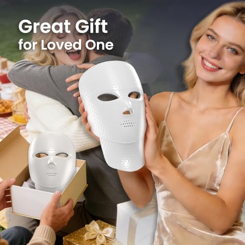 Facego Red Light Mask for Face and Neck, 7-1 Colors Red Light Face and Neck Mask for Women At Home, Cordless, Portable and Rechargeable, White — view 6
