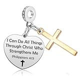Christian Charm for Bracelets Necklace Inspirational Christian Gifts for Women Men Dangle Bead Charm Religious Faith Gifts for Family Friends Jewelry Pendant Encouragement Present Cross Charms