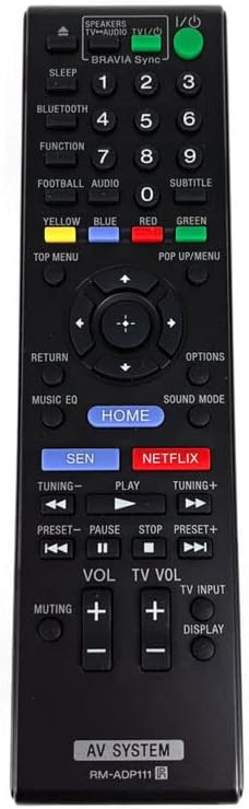 Replacement Remote Control Replace for TV/Audio/Projector RM-ADP111 for Sony Blu-Ray Home Theater for BDV-E2100 BDV-E4100