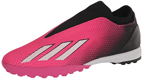 adidas Unisex X SPEEDPORTAL.3 Laceless Turf Soccer Shoe, Team Shock Pink/Zero Metallic/Black, 10.5 US Men