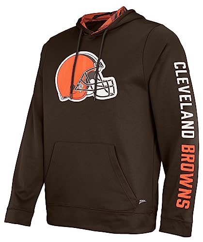 Zubaz NFL Football Men's Solid Team Hoodie with Camo Lined Hood and Sleeve Graphic, Cleveland Browns, XX-Large