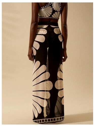 GORGLITTER Women's Floral Print Mesh Swim Sarong Bow Tie Side Summer Bikini Swimsuit Beach Coverups Skirts 20252